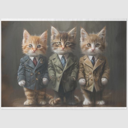 Papier Mousseline Chatons en costumes sur scène Découpage (Recto)