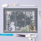 Papier Mousseline Chats à la fenêtre de Noël (Artisanat)