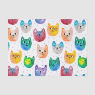 Papier Mousseline Chats aquarelles et amis
