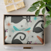 Papier Mousseline Chats atomiques noirs du milieu du siècle avec Boo (Cadeau)