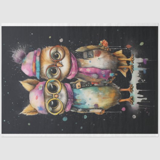 Papier Mousseline Chats avec éclaboussures de couleur : Pixie Artist (Recto)