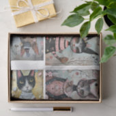 Papier Mousseline Chats branchés découpage bouteille (Cadeau)