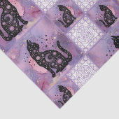 Papier Mousseline Chats cosmiques violets Motif de chaume (Détail)