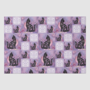 Papier Mousseline Chats cosmiques violets Motif de chaume