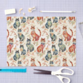 Papier Mousseline Chats dans un Motif d'aquarelle chinois (Artisanat)