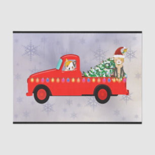 Papier Mousseline Chats de Camion Rouge Cute Noël