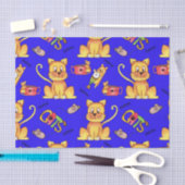 Papier Mousseline Chats de Meow Bleu (Artisanat)