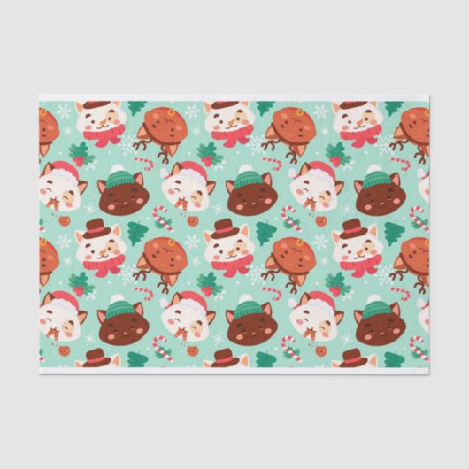 Papier Mousseline "Chats de Noël" (Recto)