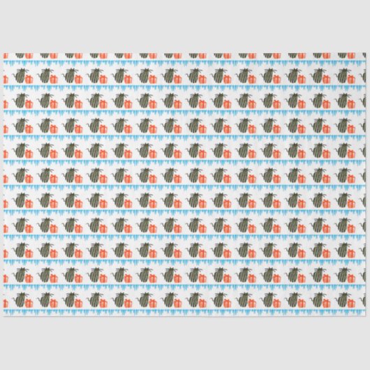 Papier Mousseline Chats de Noël, cadeaux et glaces (Recto)