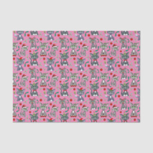 Papier Mousseline Chats de Noël Cool en rose