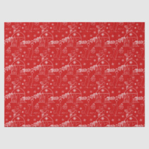Papier Mousseline Chats de Noël d'hiver rouge vert & blanc