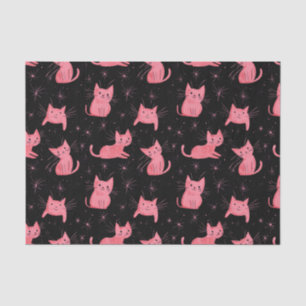 Papier Mousseline Chats de Noël roses en noir