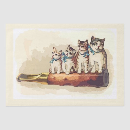 Papier Mousseline Chats de Noël victoriens amusants (Recto)