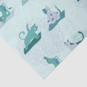 Papier Mousseline Chats de yoga vert (Détail)