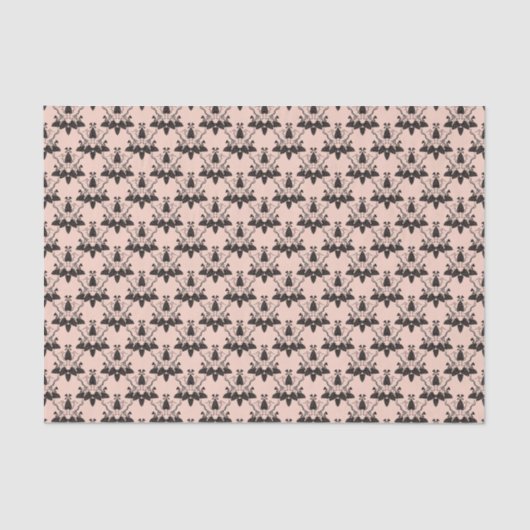 Papier Mousseline Chats et casserole Damask Look Motif (Recto)