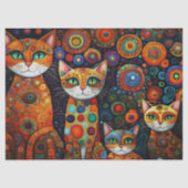 Papier Mousseline Chats et lunes colorés Papier Tissu découpage (Recto)