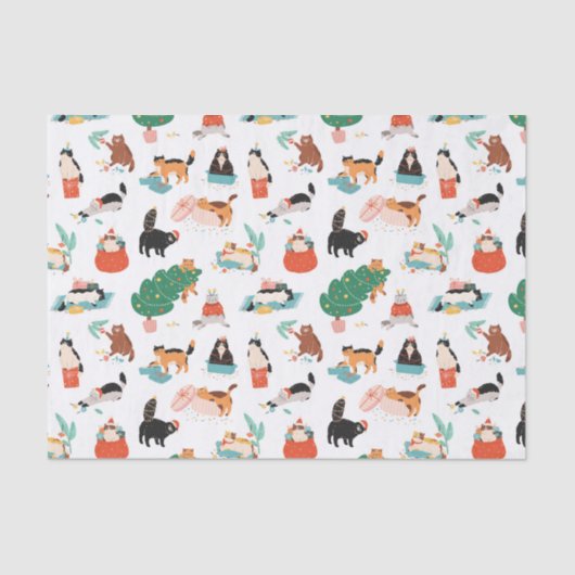 Papier Mousseline Chats et Motifs de Noël (Recto)