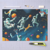 Papier Mousseline Chats jouant au basket-ball dans l'espace avec des (Artisanat)