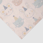 Papier Mousseline Chats mignons Lapins et ours Visite Pastel Motif (Détail)