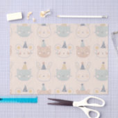 Papier Mousseline Chats mignons Lapins et ours Visite Pastel Motif (Artisanat)