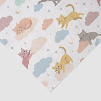 Papier Mousseline Chats mignons sur des nuages