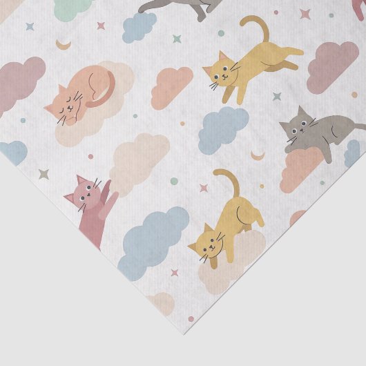 Papier Mousseline Chats mignons sur des nuages (Détail)