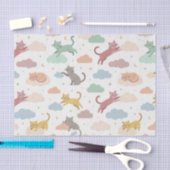 Papier Mousseline Chats mignons sur des nuages (Artisanat)