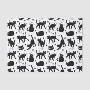 Papier Mousseline Chats noirs