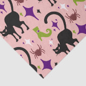 Papier Mousseline Chats noirs Araignées Lime sorcière Bottes Hallowe (Détail)