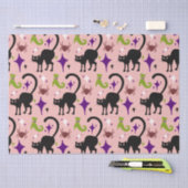 Papier Mousseline Chats noirs Araignées Lime sorcière Bottes Hallowe (Artisanat)