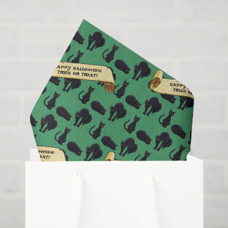 Papier Mousseline Chats noirs mignons Joyeux Halloween ! Trick Ou Tr