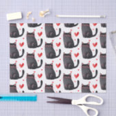 Papier Mousseline Chats noirs roses Coeurs Anniversaire (Artisanat)