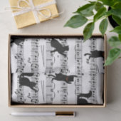 Papier Mousseline Chats noirs sur feuille de musique (Cadeau)