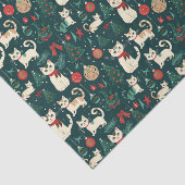 Papier Mousseline Chats rétro mignons à Noël noir (Détail)