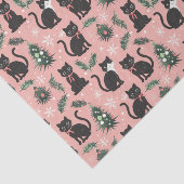 Papier Mousseline Chats rétro mignons à Noël rose (Détail)