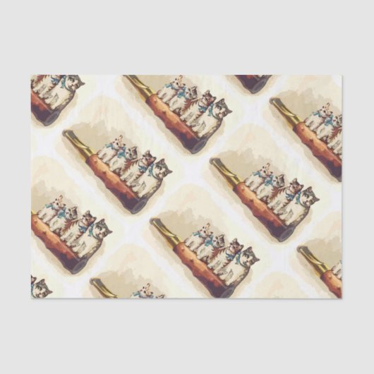 Papier Mousseline Chats victoriens de Noël (Recto)