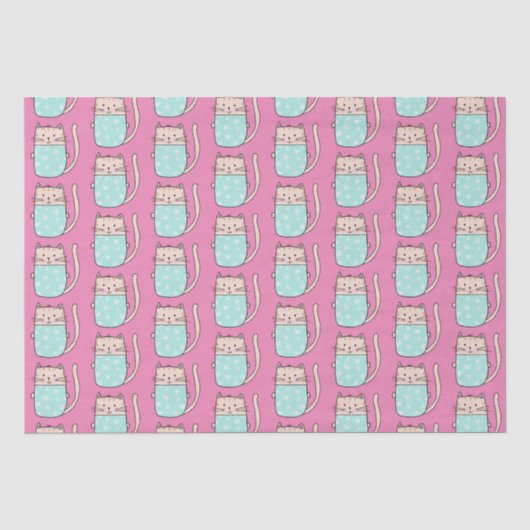 Papier Mousseline Chatte mignonne filles rose (Recto)