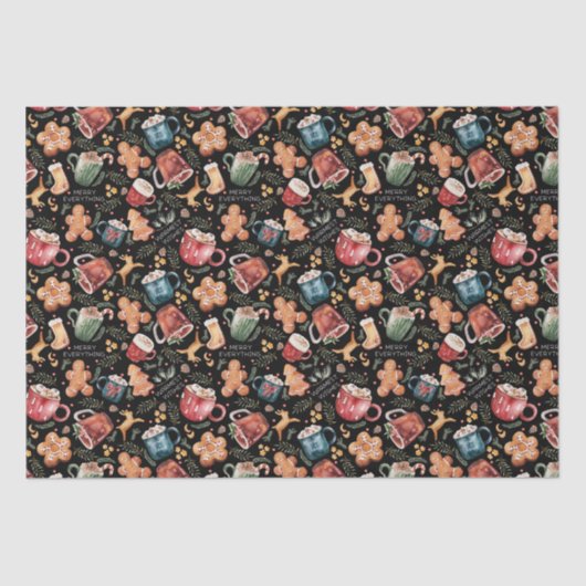 Papier Mousseline Chaud cacao pain d'épices Cookies Noël rustique (Recto)