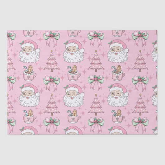 Papier Mousseline Chaud rose père Noël Bow (Recto)