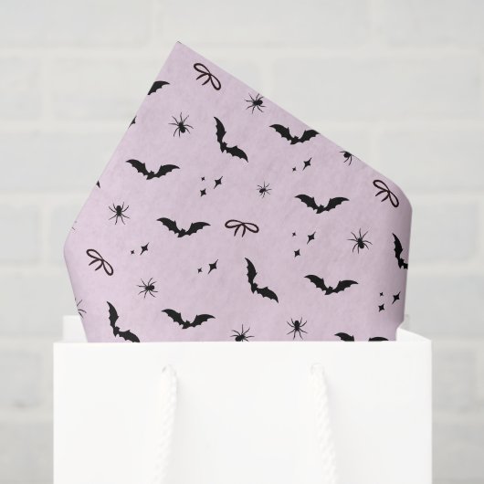 Papier Mousseline Chauve-souris, araignées et vaches d'Halloween ros (Sac cadeau)