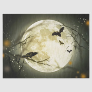 Papier Mousseline Chauve-souris d'Halloween et Lune d'oiseaux