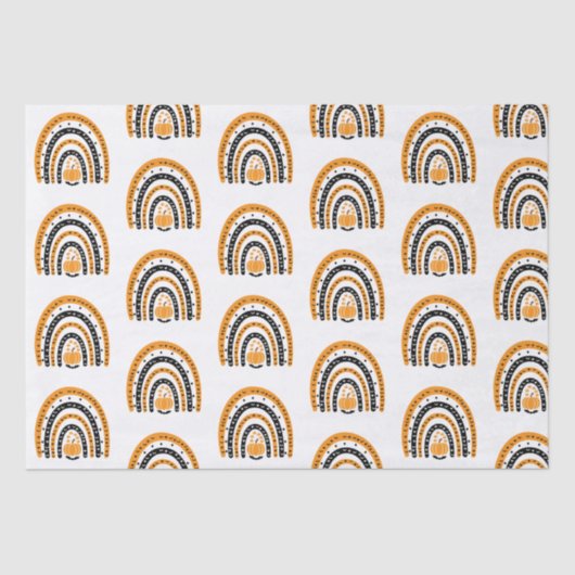 Papier Mousseline Chauve-souris orange et noir Halloween blanc (Recto)