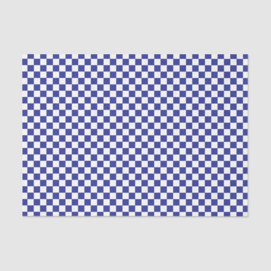 Papier Mousseline Checkered Blue and White Tissue Paper (Recto)