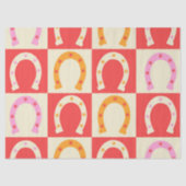 Papier Mousseline Checkered Retro Horseshoe in Orange red and Pink  (Recto)