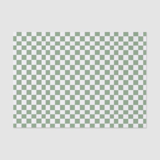 Papier Mousseline Checkered Sage Green and White (Recto)