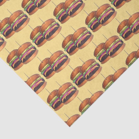 Papier Mousseline Cheeseburger Hamburger Sliders Bar Pub (Détail)