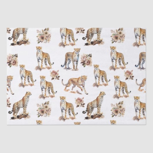 Papier Mousseline Cheetahs Floral (Recto)