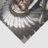 Papier Mousseline Chef Plume Blanche & Tomahawk Découpage (Détail)
