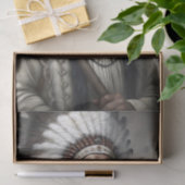 Papier Mousseline Chef Plume Blanche & Tomahawk Découpage (Cadeau)