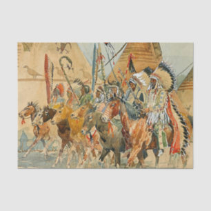 Papier Mousseline Chefs indiens avec des étendards par Edward Borein